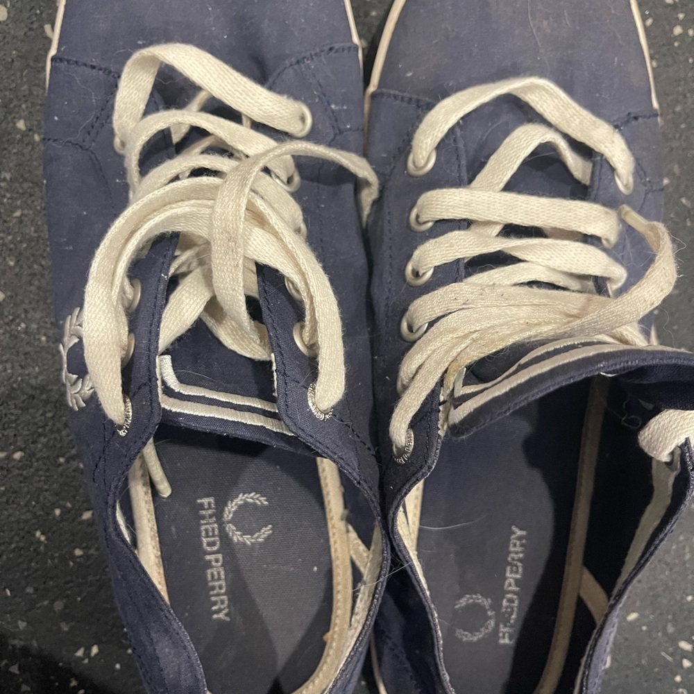 Fred Perry Blue and White Sneakers Classic Low-Top Design